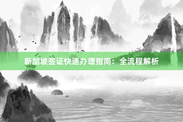 新加坡签证快速办理指南：全流程解析